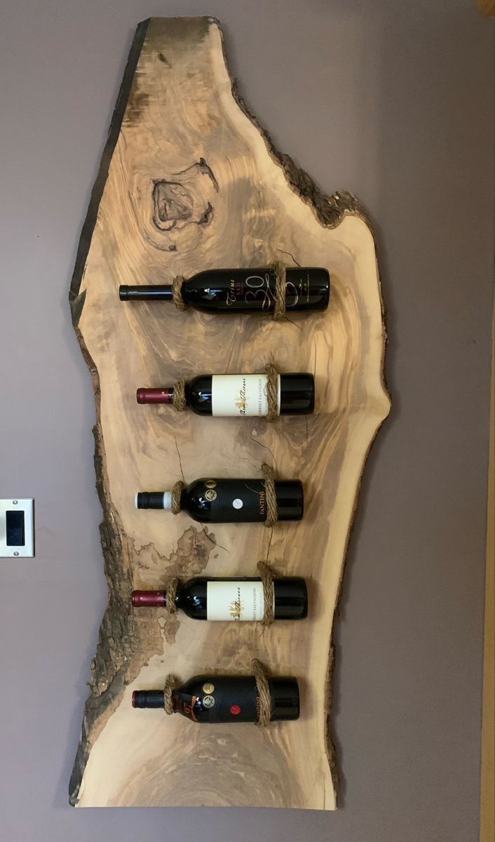 Live-Edge Wall-Mounted Wine Rack