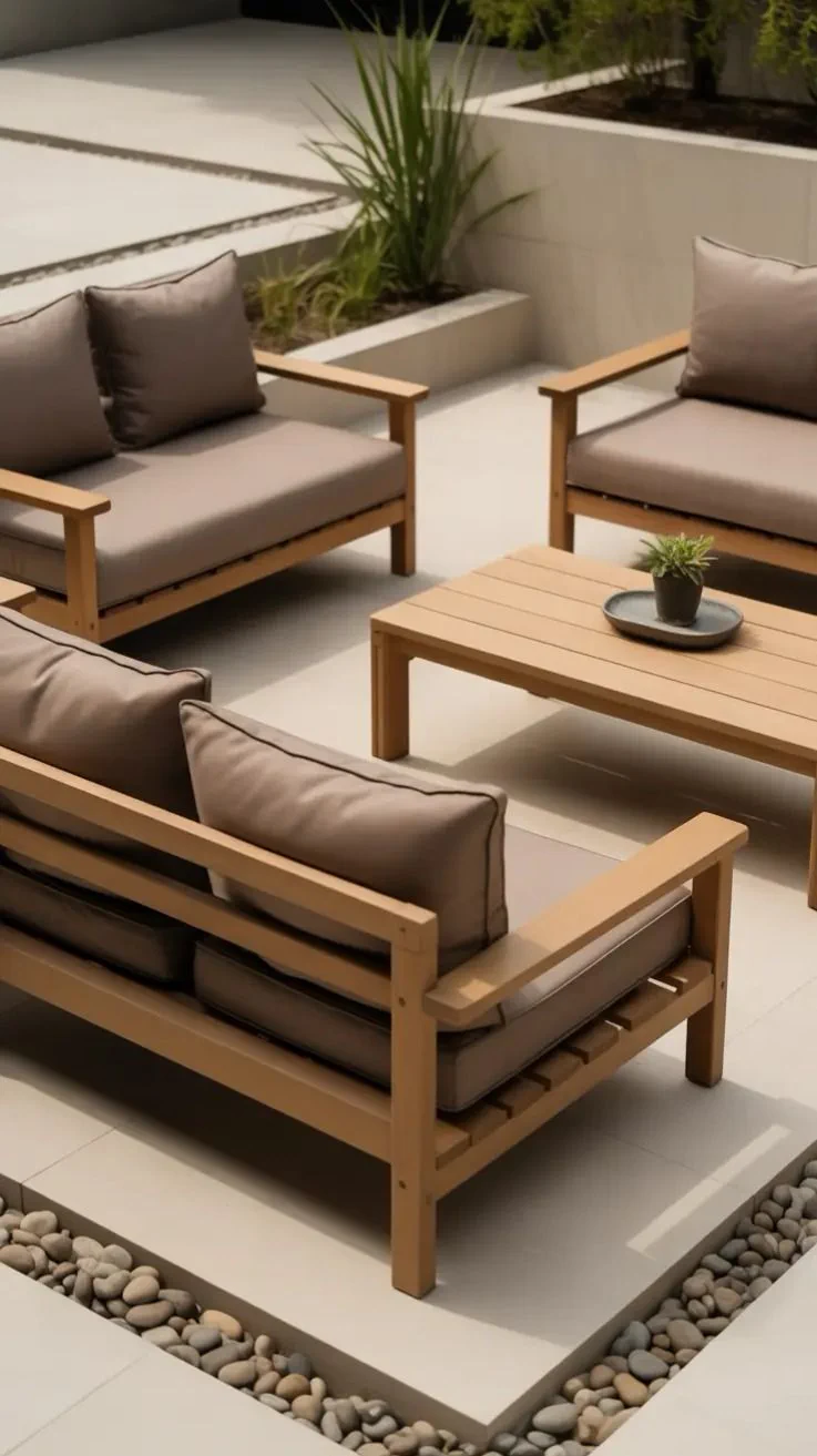 Contemporary Timber Patio Lounge Set